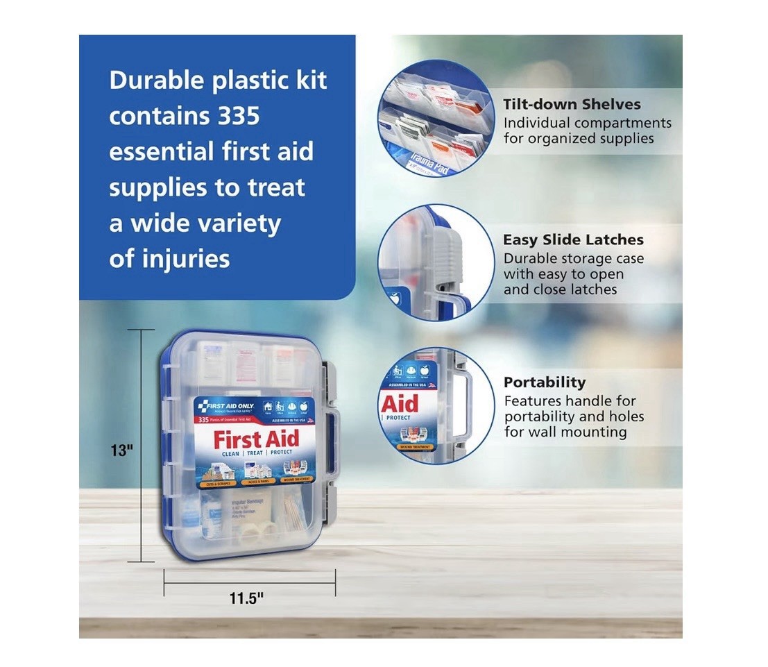 First Aid Only 335 Piece First Aid Kit, OSHA Compliant, All-Purpose 100-Person
