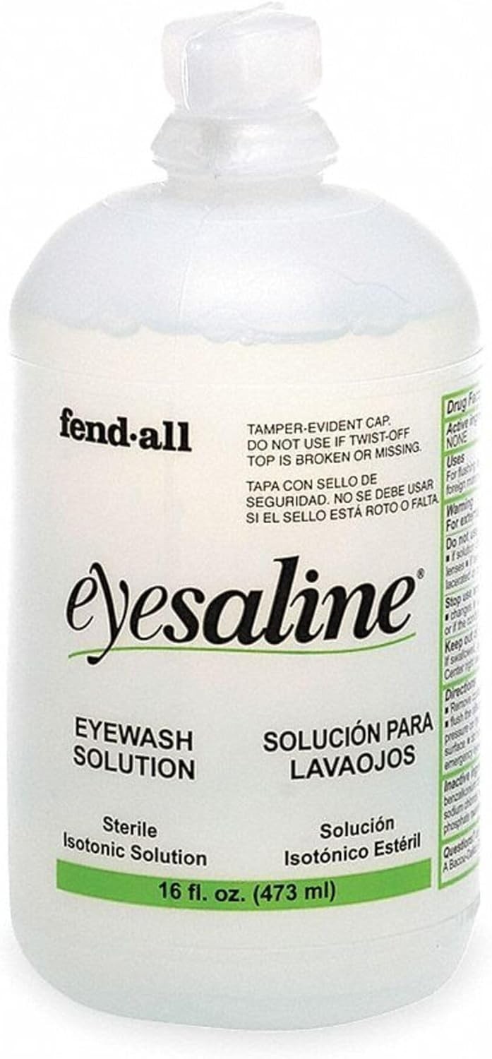 Emergency 16 oz Sterile Eye Wash Bottle w/ Trilingual Instructions for Fast Care