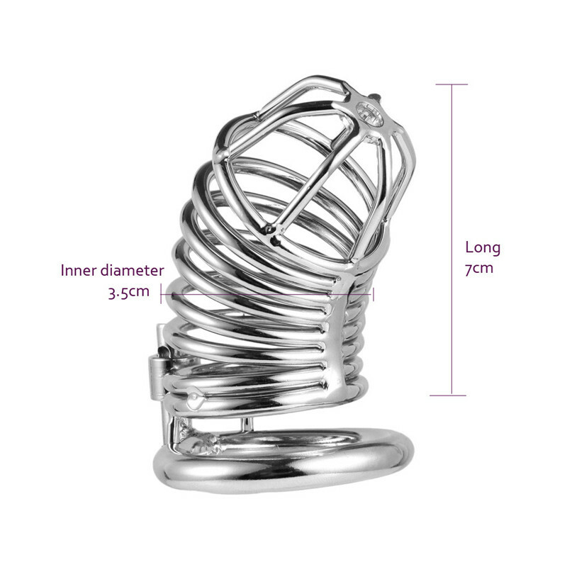 Metal Stainless Steel Chastity Cage Device for Male Lockable Restraint Rings Men