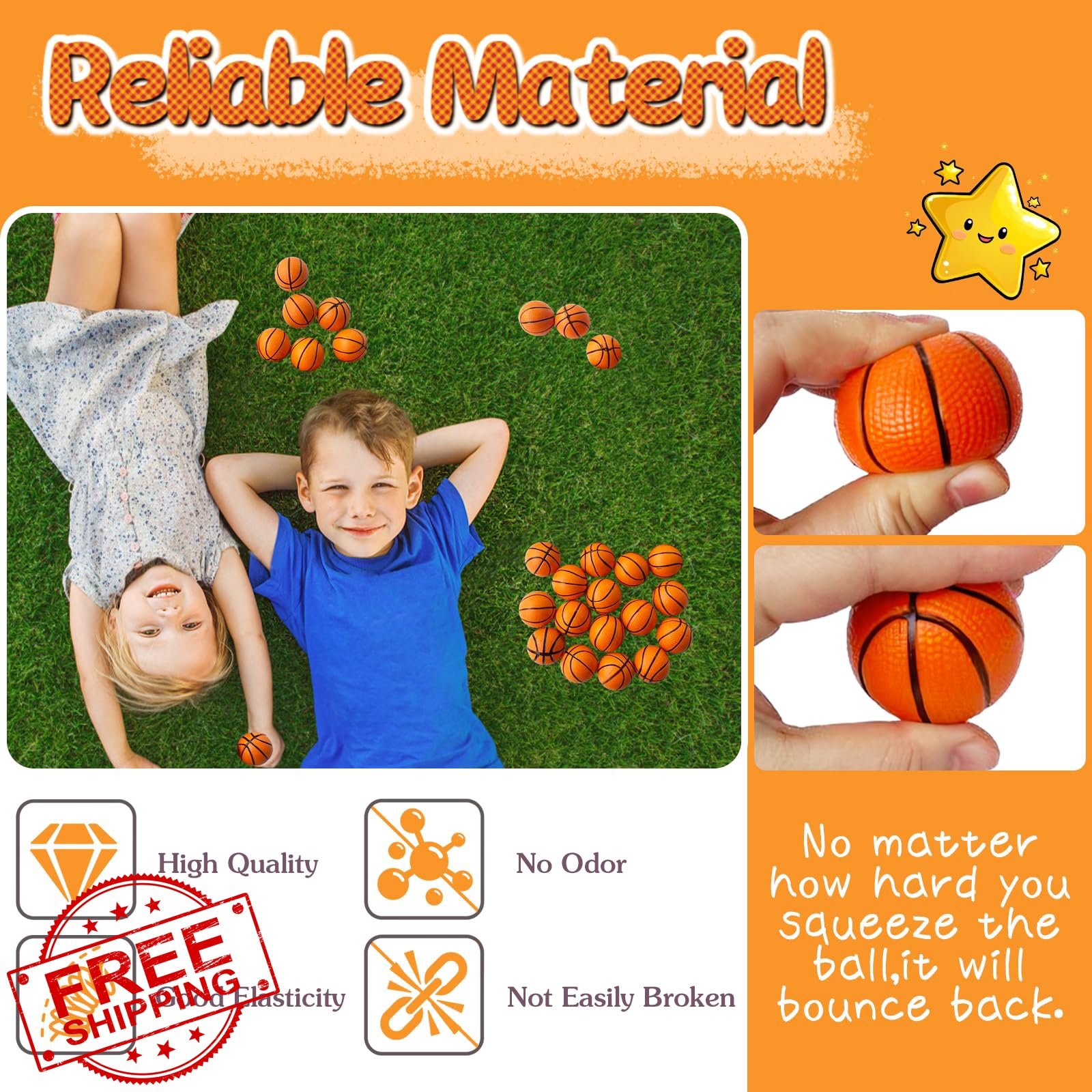 Xeehwb 32 PCS Basketball Stress Balls Foam Squeeze 1.6in