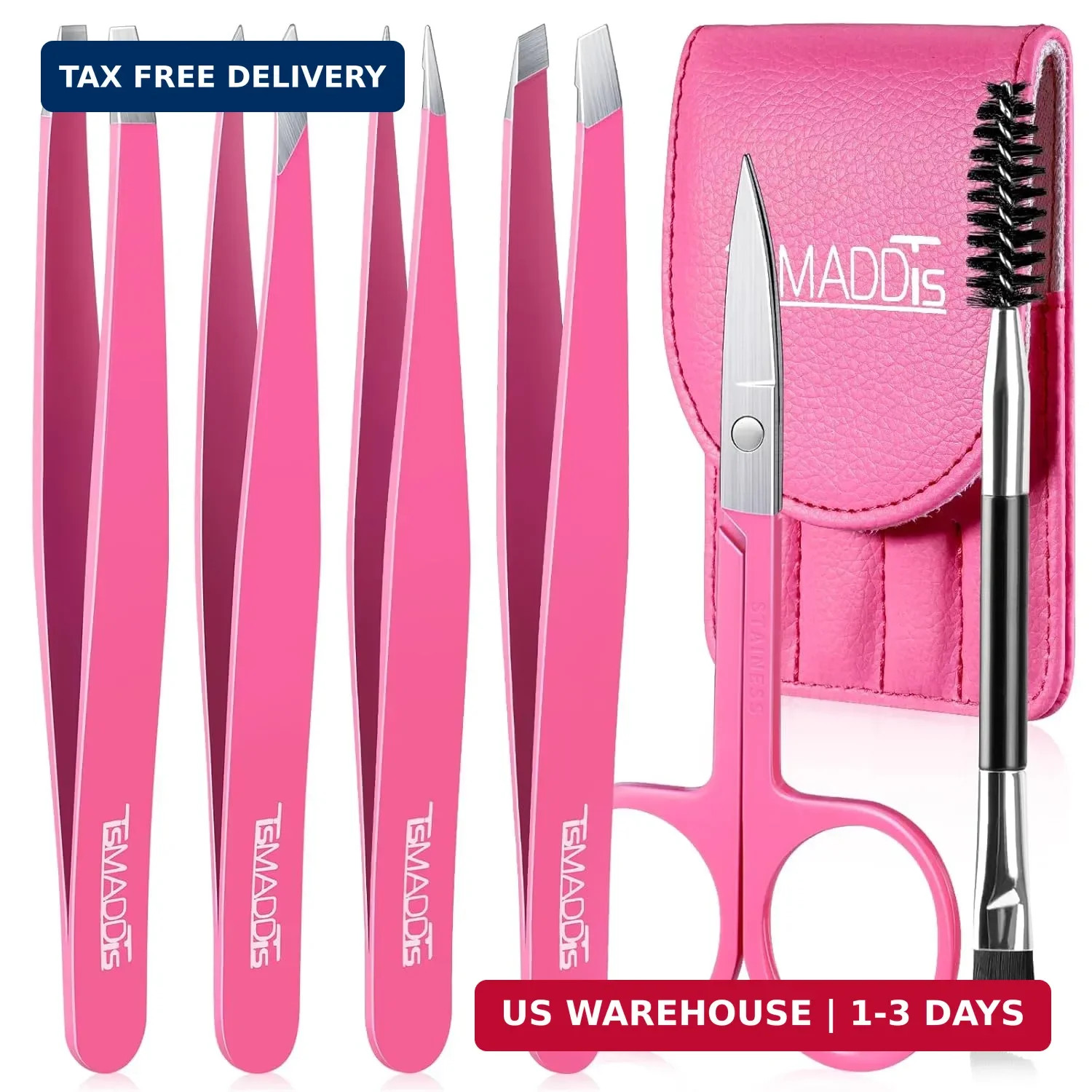 TsMADDTs 6 pcs Eyebrow Tweezers Set, Tweezers for Women Facial Hair with Curved