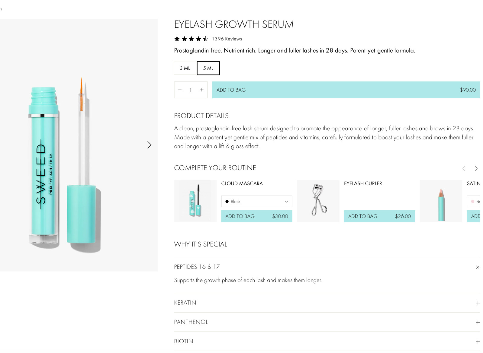 Sweed Beauty Eyelash Growth Serum 5 ml | NEW IN BOX – FREE SHIP!
