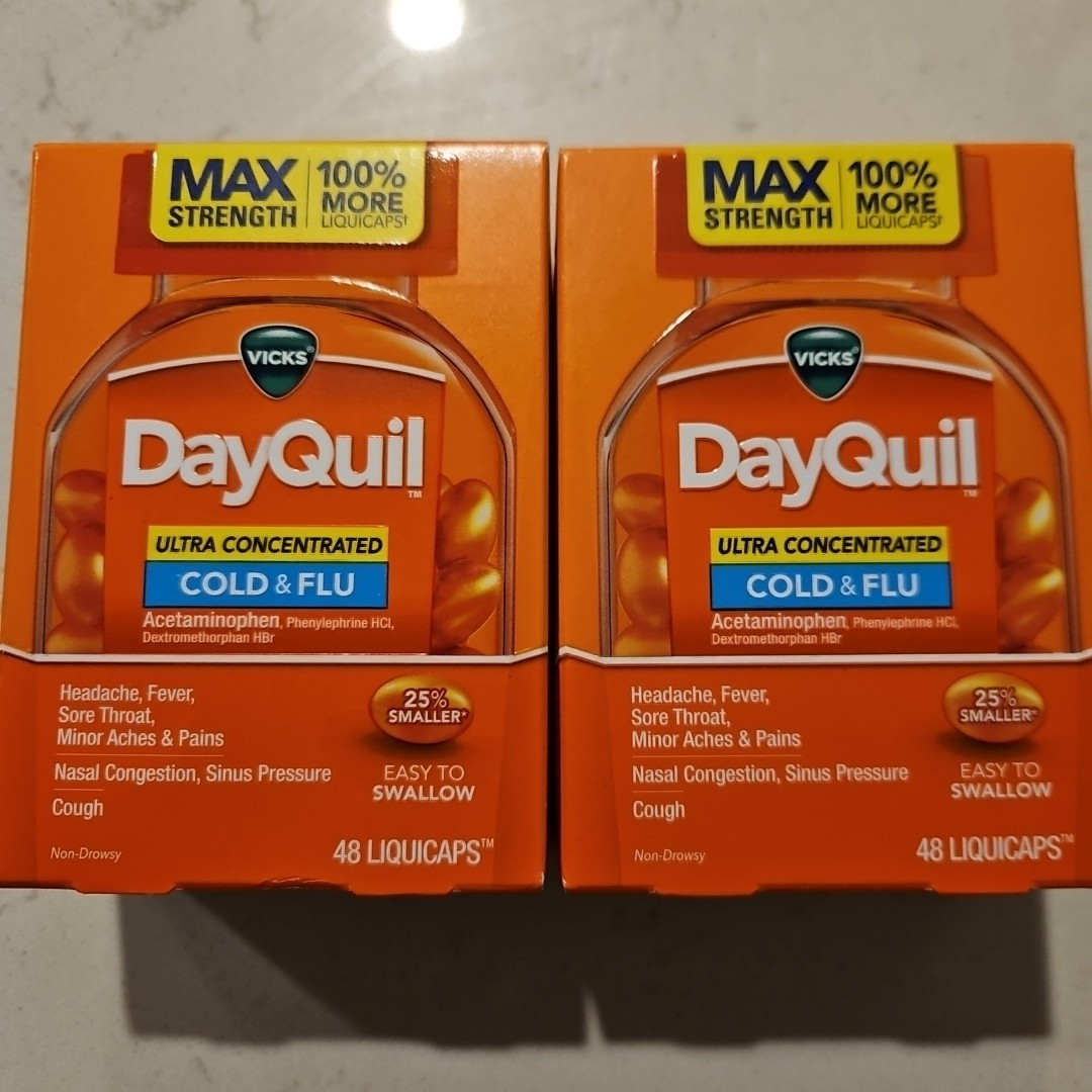 Vicks DayQuil Ultra Concentrated Liquicaps Cold Flu Treatment 48ct X2 Exp 2026+