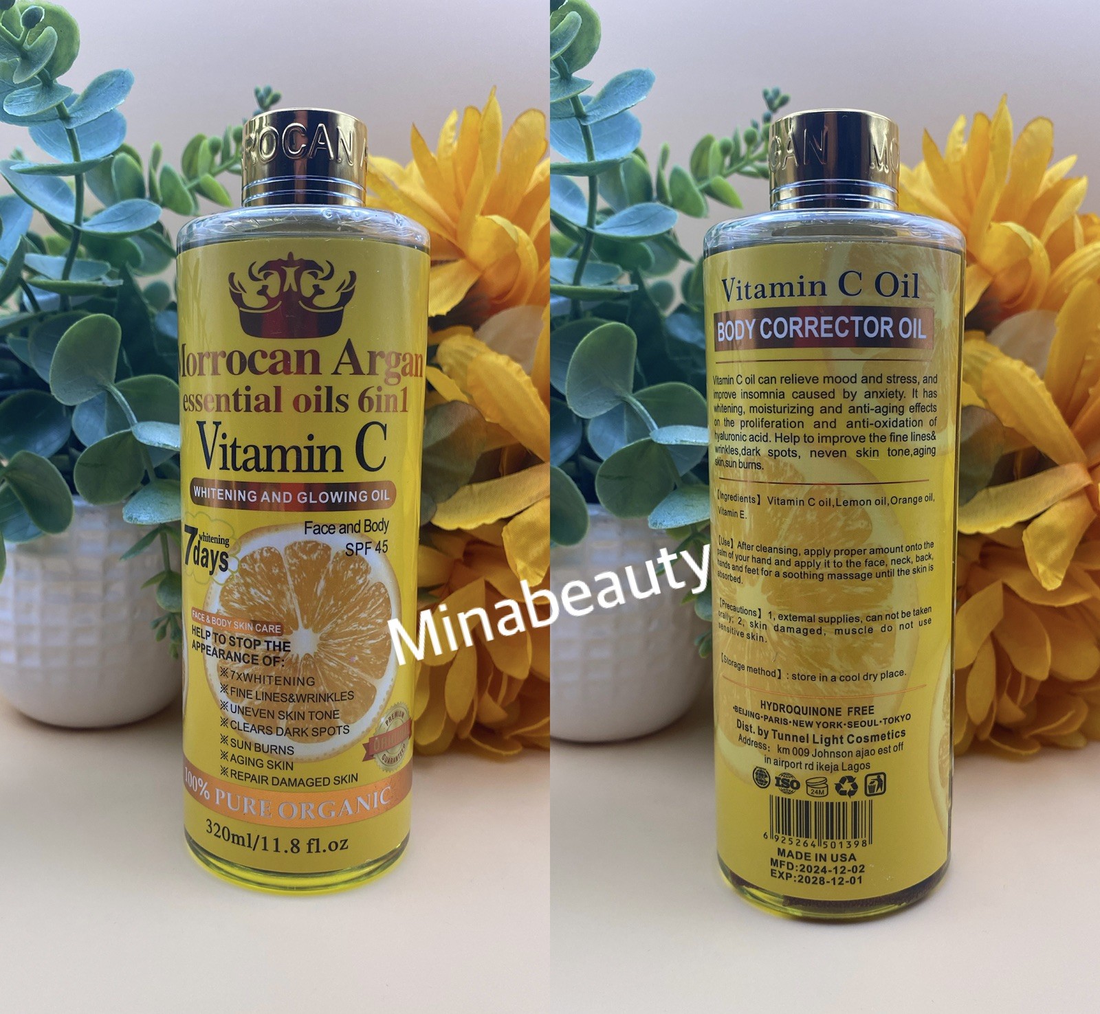 Morrocan Argan Essential Oils 6 In 1 Vitamin C Whitening Glowing Oil Spf 45