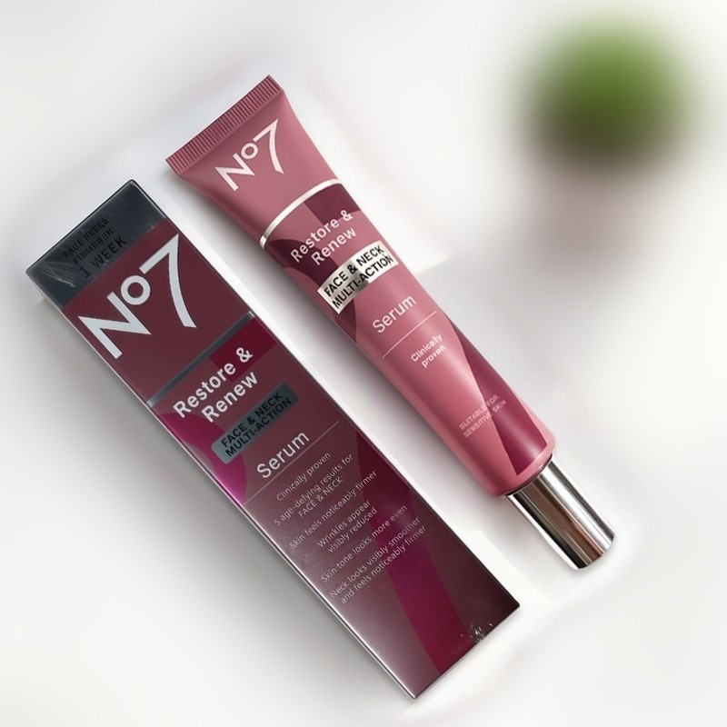 No7 Restore & Renew Multi Action Face & Neck Serum 1.69 Oz / 50ML New in Box