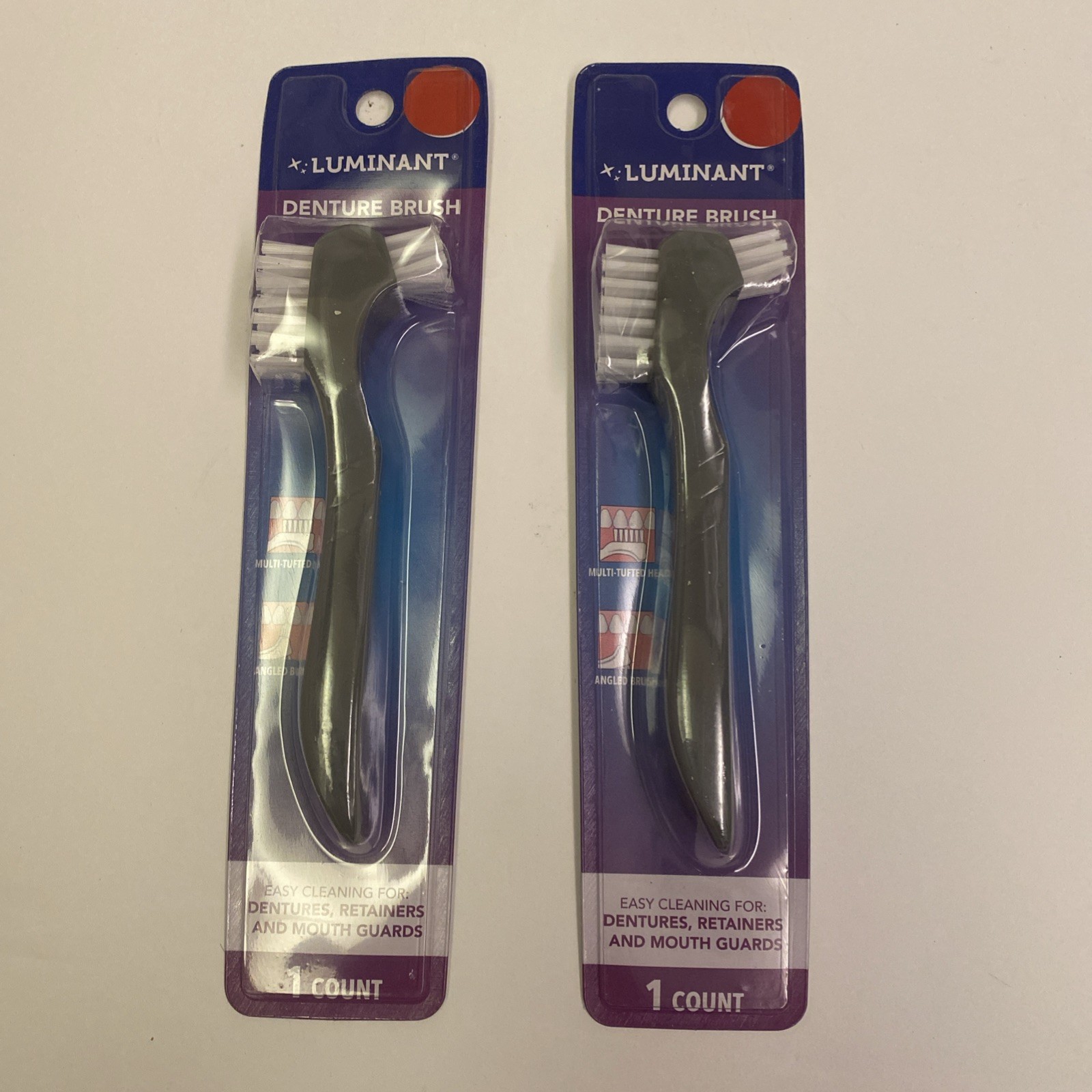 2 Pack Luminary Dentures Brush Easy Cleaning.dentures Retainers & Mouth Guards 1