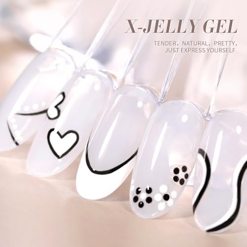 Milky White Gel Nail Polish Jelly White Sheer Translucent Neutral milky white