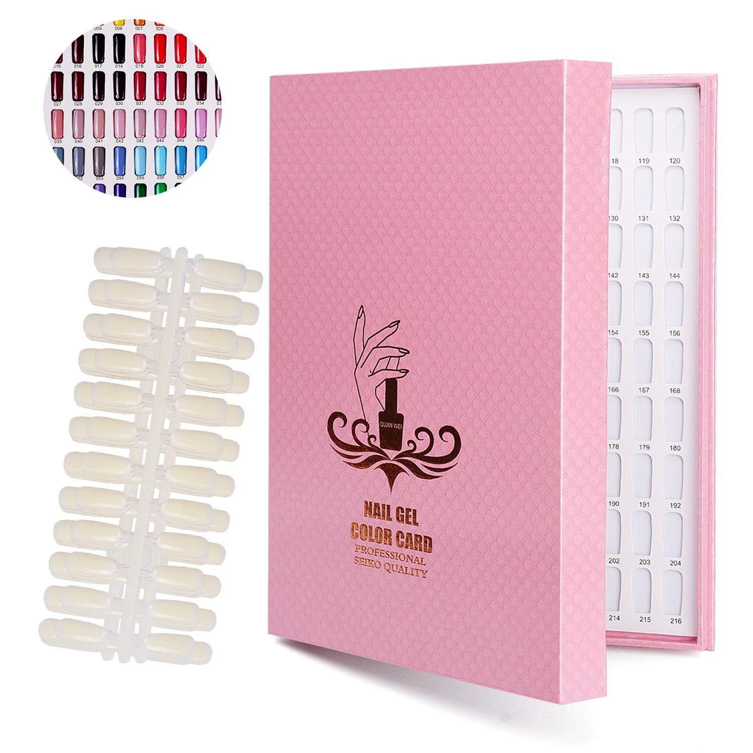 Noverlife 216 Nail Colors 456 Piece Set, 216 Display Chart – Pink
