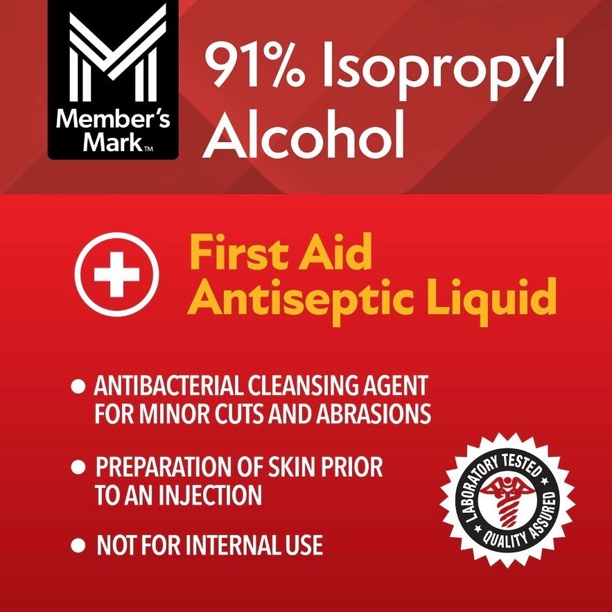 Member’s Mark 91% Isopropyl Alcohol 32 oz Bottles 2 Pack First Aid Cleaning