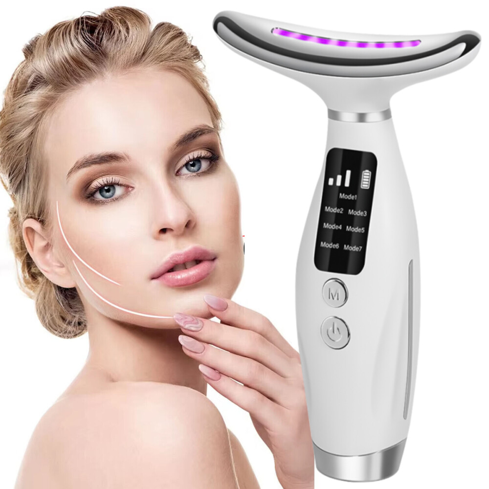 US 7 in 1 Facial Massager LED Light Therapy Face Neck Lift Anti-Wrinkle Device