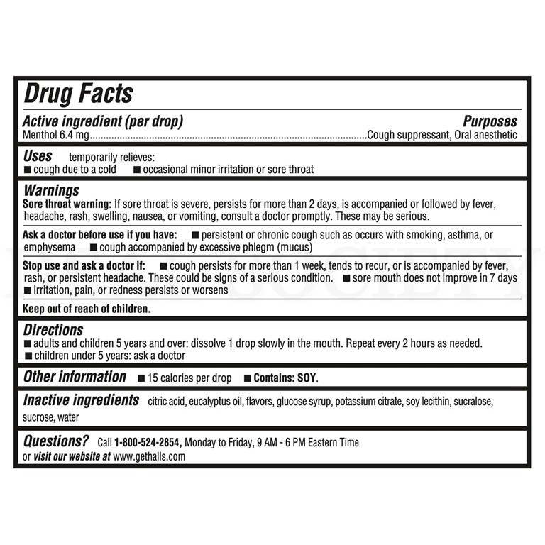 HALLS Cough and Throat Relief Mentho-Lyptus Cough Drops 20 Sticks of 9 180 Total