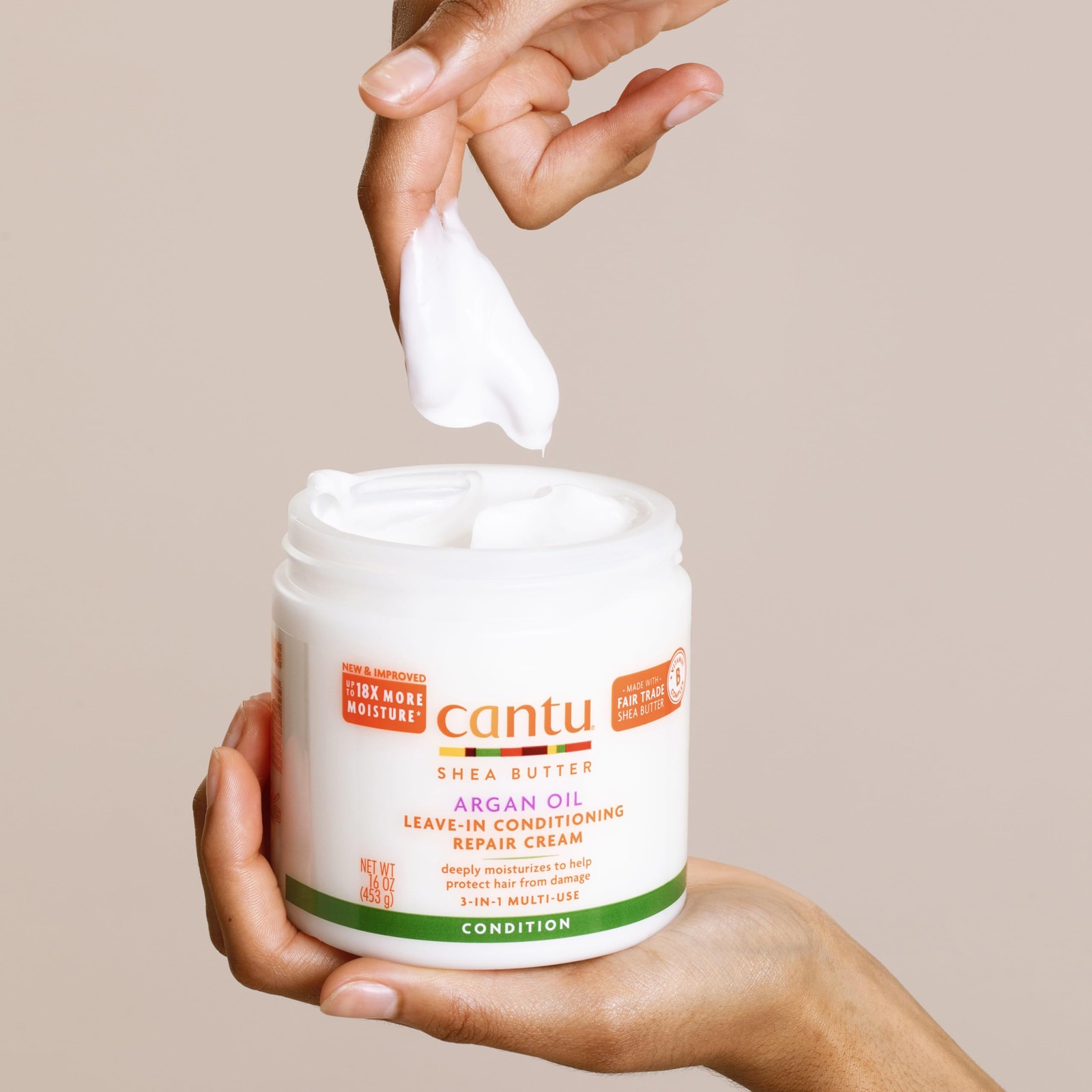 16 Ounce (Pack of 1), Cantu Argan Oil Leave in Conditioning Repair Cream, 16