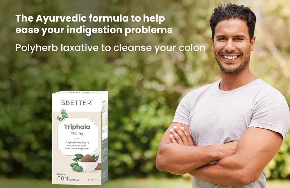 BBETTER Triphala 500mg Capsules for Gut Health Digestion Constipation