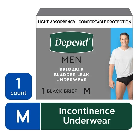 Depend Washable Adult Incontinence Underwear for Men, Reusable, Light Absorbency