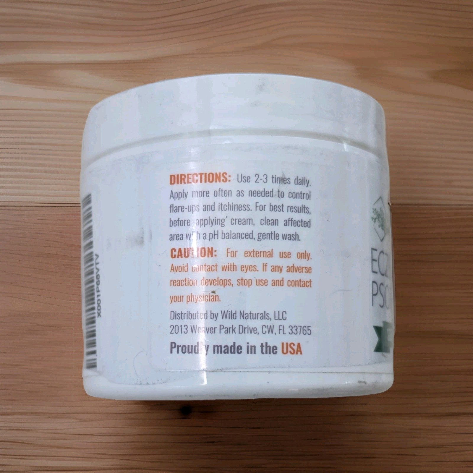 Wild Naturals Eczema & Psoriasis Cream Steroid-Free, Non-Greasy 4 oz Face/Body
