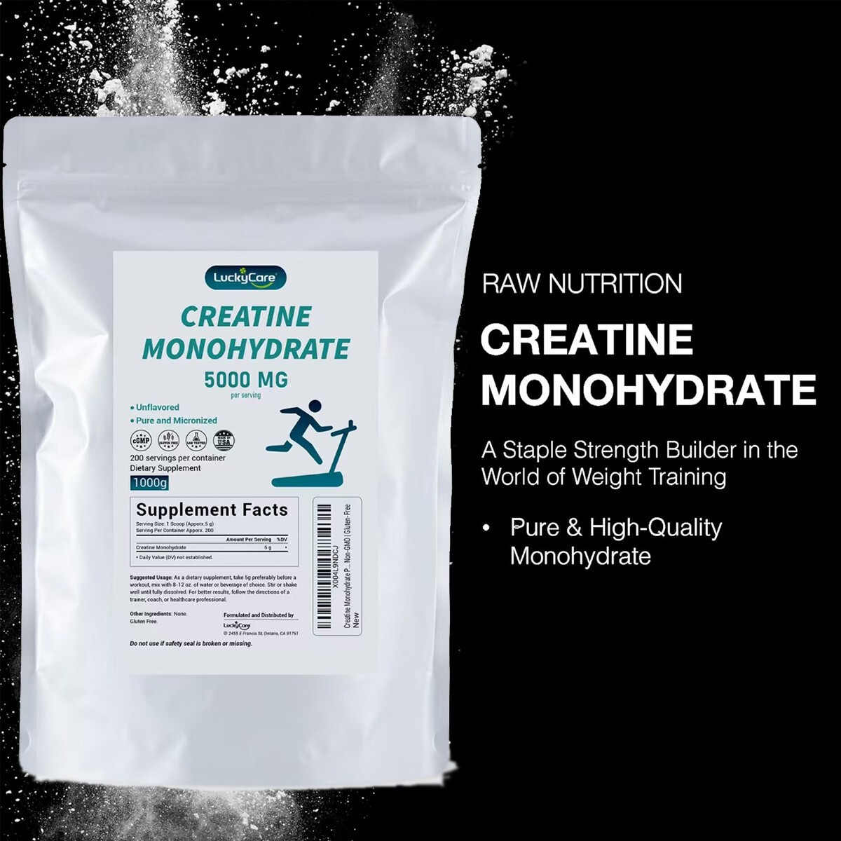 Pure Creatine Monohydrate 10lbs Powder Micronized 5000mg Per Serving Unflavored