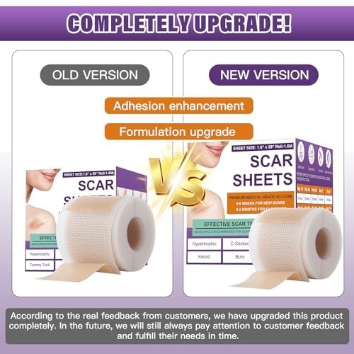 Silicone Scar Tape for Keloids Hypertrophic Scars 1.6in x 150in 3.8m Roll Kit