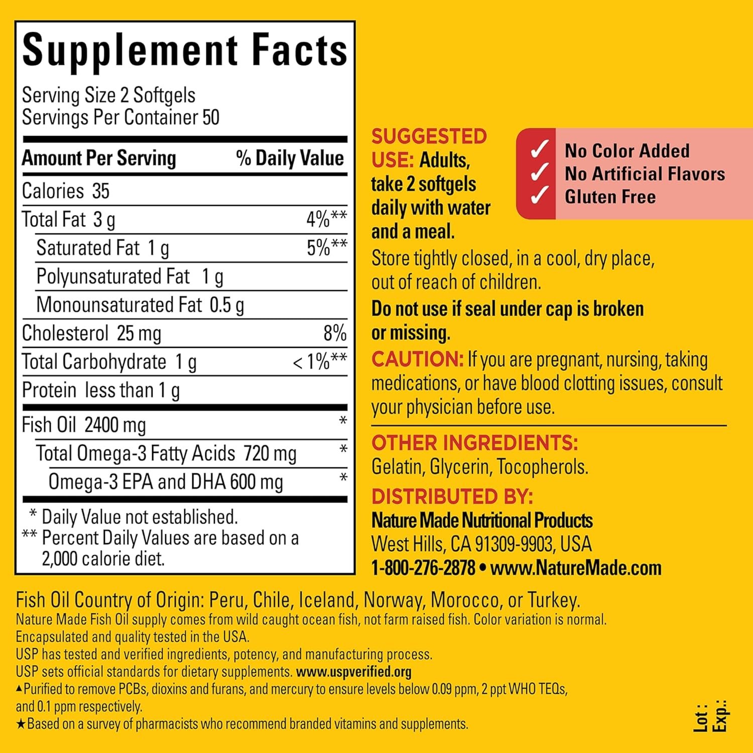 Pure Omega 3 Fish Oil Softgels – Supports Heart Health, 1200mg, 50-Day Supply