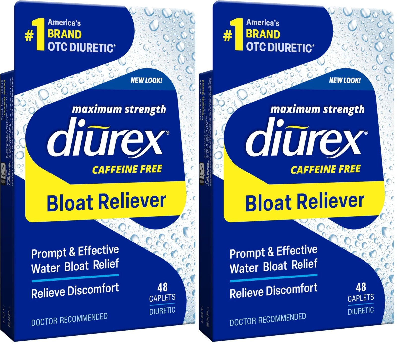 Caffeine-Free Water Bloat Relief, Maximum Strength, 48 Count, 2 Pack, Fast Actin