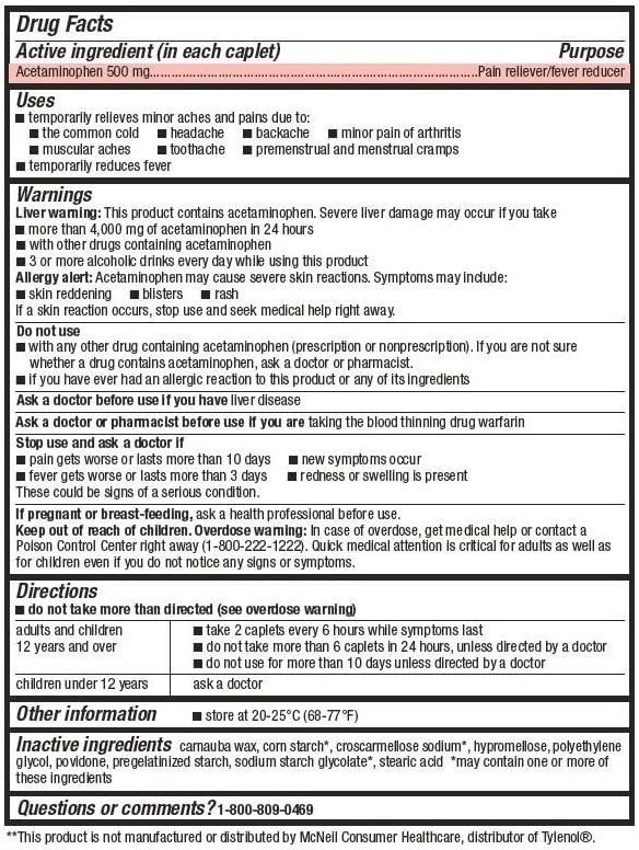 Member’s Mark 500mg Acetaminophen Extra Strength – 1200 Caplets, Pain Relief