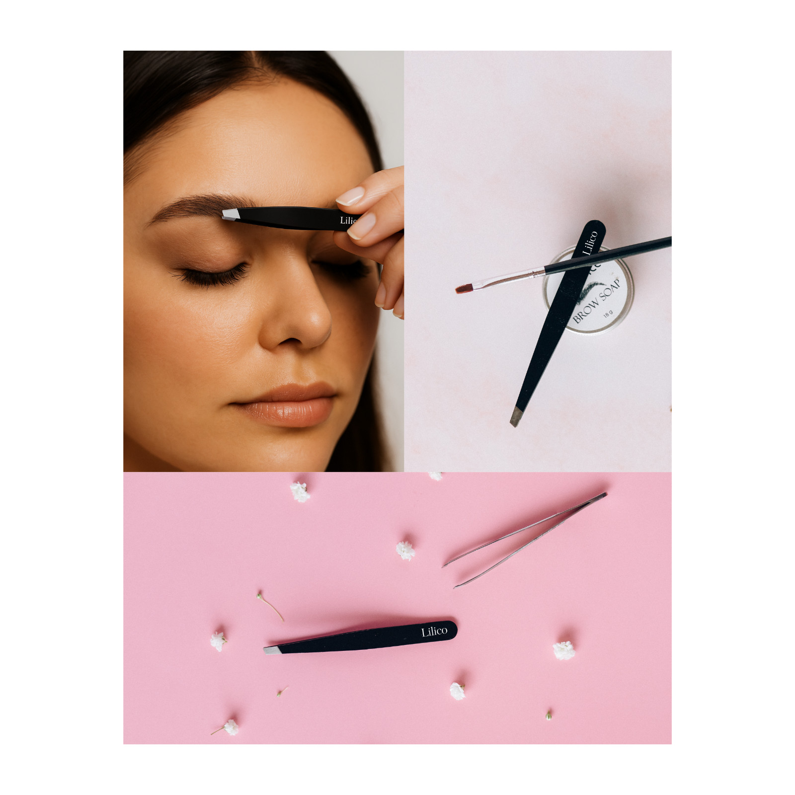 EYEBROW TWEEZERS IN CASE SET OF 4 BROWS LASHES HAIR REMOVAL