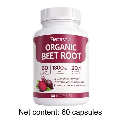 Beravia Organic Beet Root Capsules, Purely Natural, Non-GMO 60 Capsules