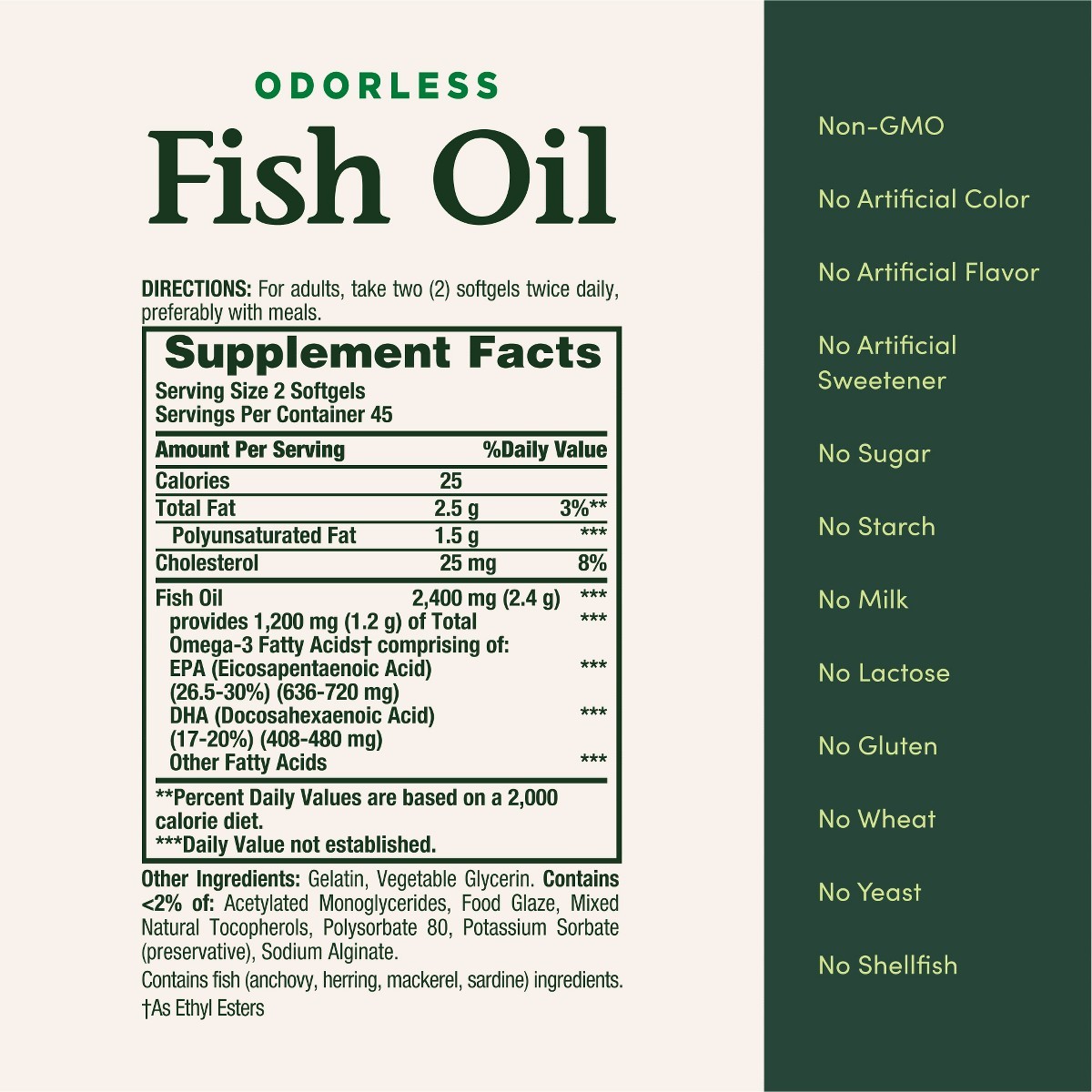 Nature’s Bounty Fish Oil 2400mg Softgels – 90ct