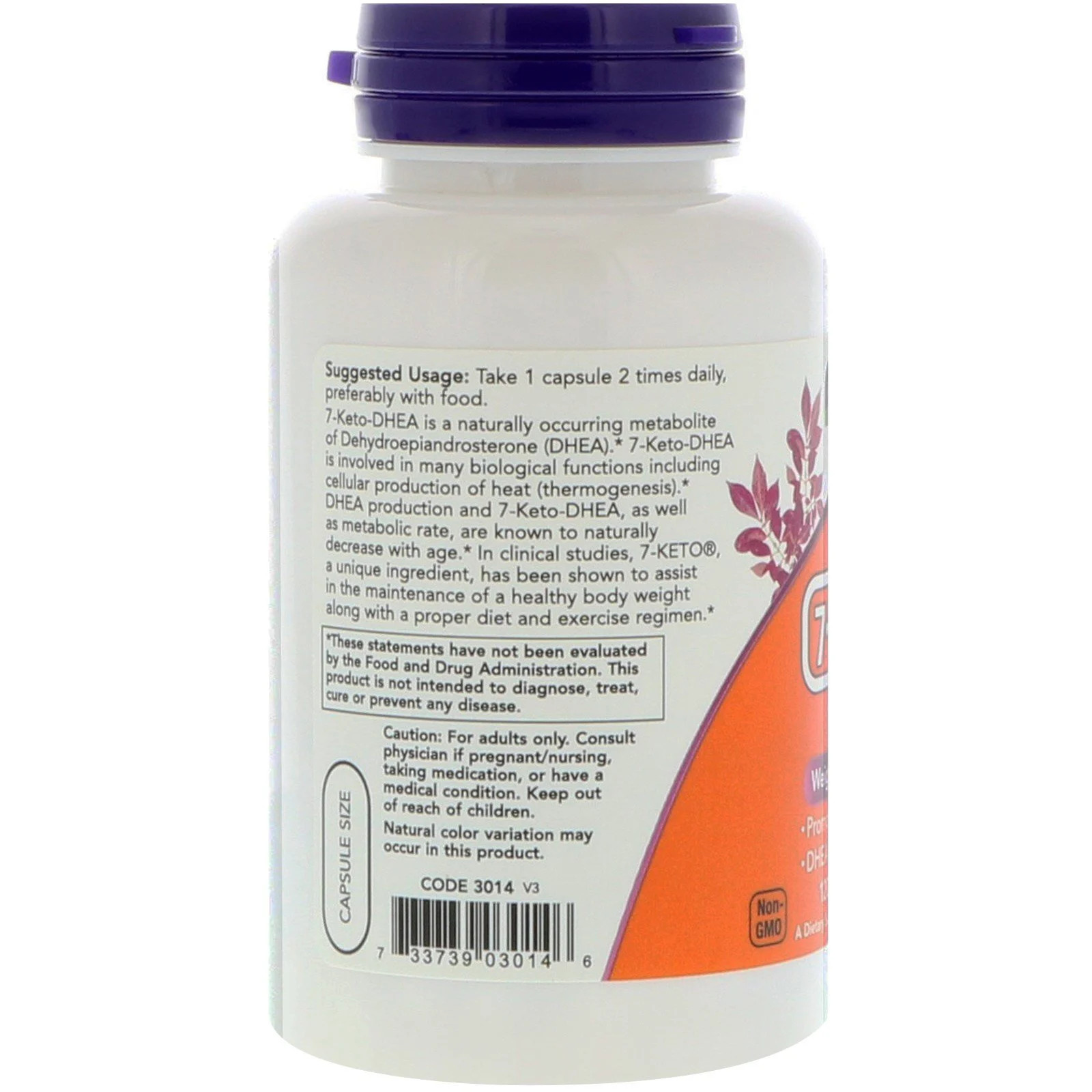 Now Foods 7-Keto 100 mg 120 Veg Capsules GMP Quality Assured, Vegan, Vegetarian