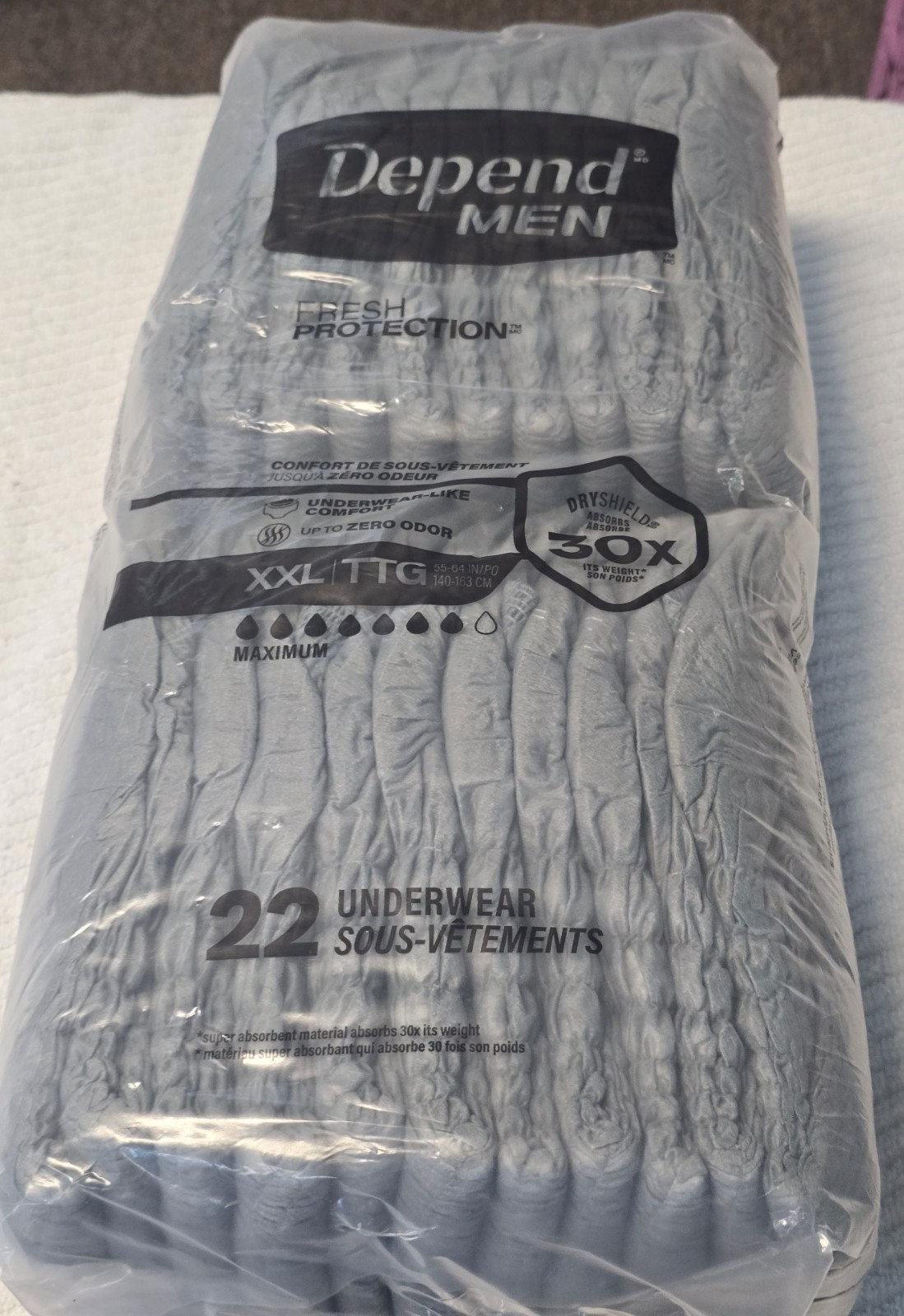 Depend Fresh Protection Adult Incontinence Underwear Men Maximum XXL Grey 22 Ct