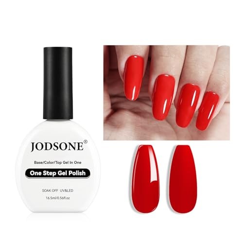 Red Gel Nail Polish,16.5ml Red 3-in-1 One Step Gel Polish Soak Off Art B1403
