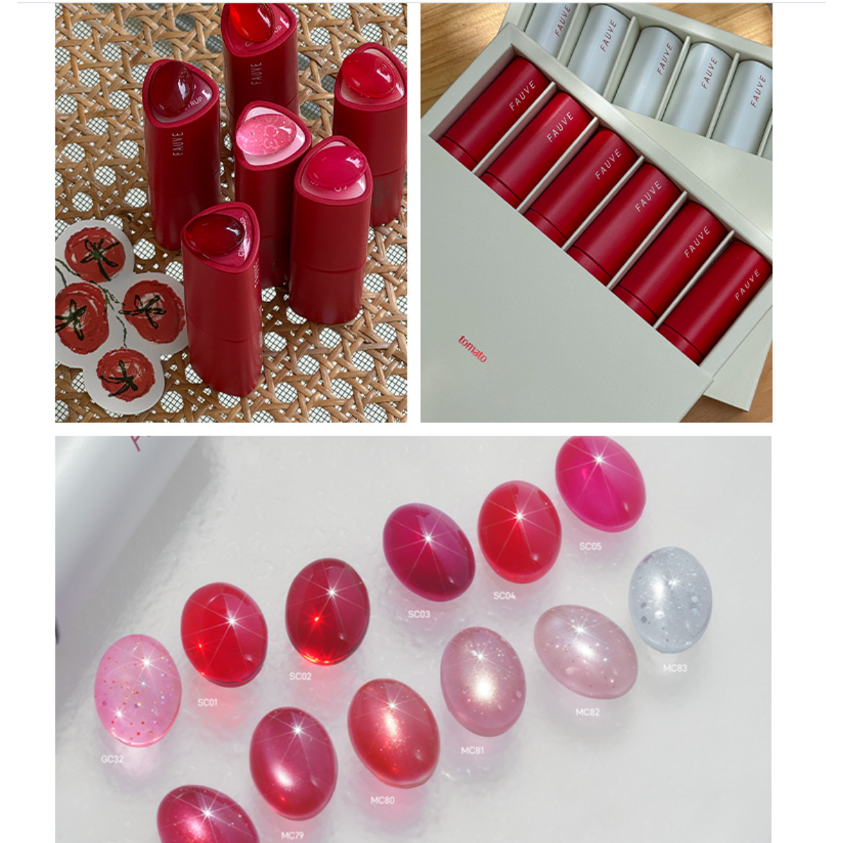 Fauve Gel TOMATO Glitter Syrup & Magnet Red Collection Soak Off Nail Gel