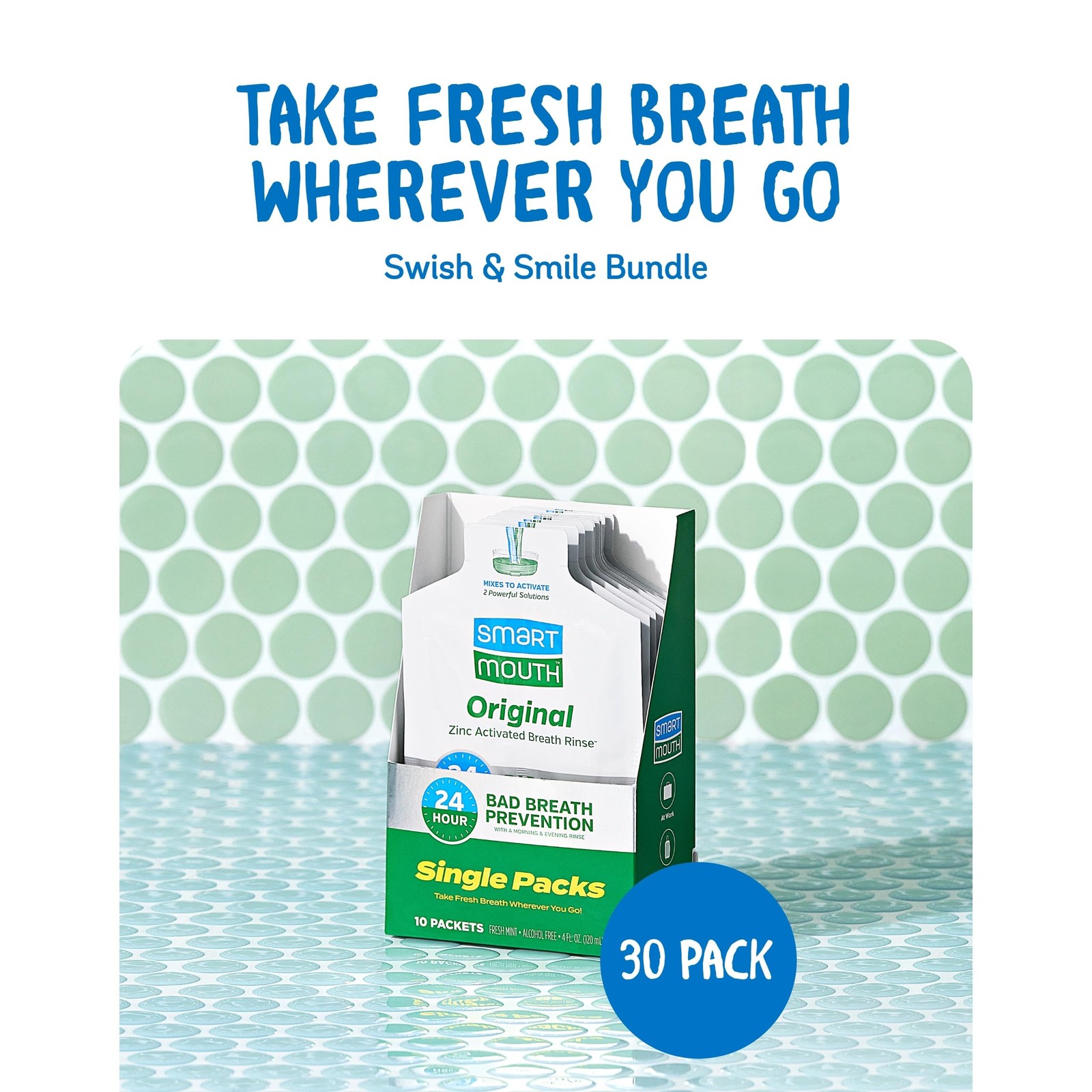 SmartMouth Original Zinc Activated Mouthwash Single Packs 4 Fl Oz (Pack of 3)