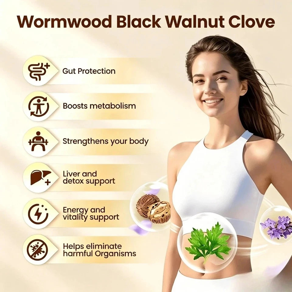 VivoNu Wormwood Black Walnut Cloves–Natural Cleanse & Metabolism, 240 Softgels