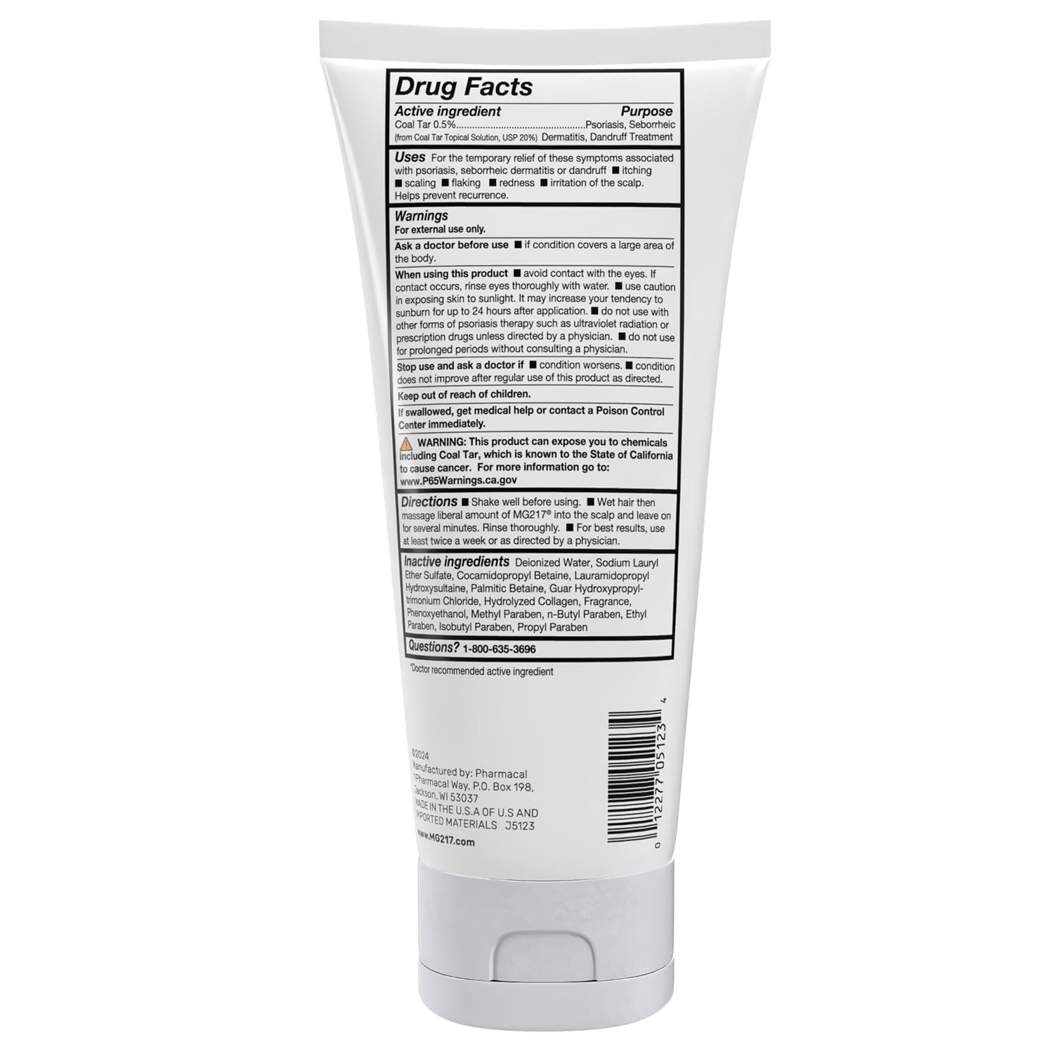 MG217 Psoriasis Shampoo with Coal Tar, Therapeutic Scalp Treatment 8floz