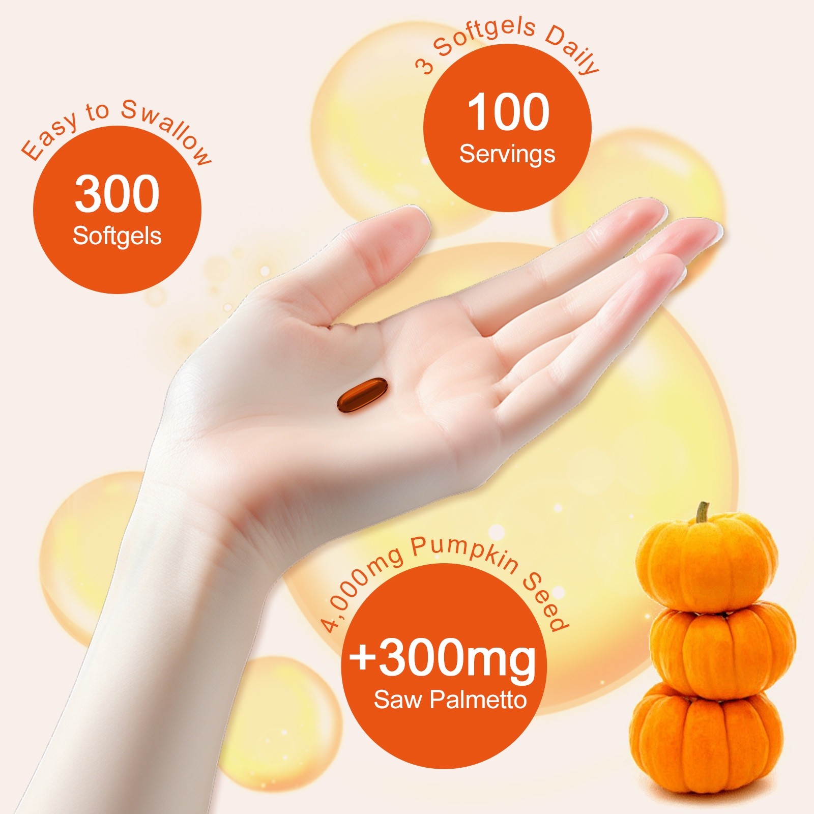 Pumpkin Seed Oil Saw Palmetto 4000mg Softgels Natural Prostate Support Free ship