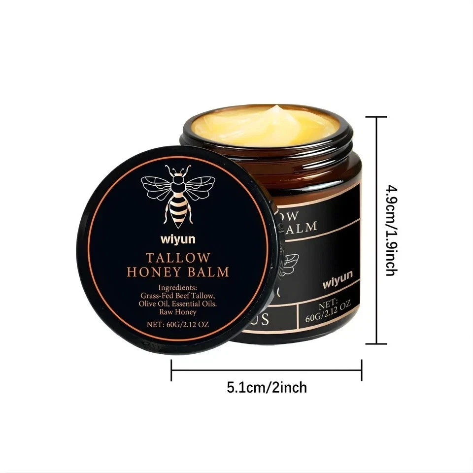 Grass-Fed Beef Tallow and Honey Balm, Beef Tallow Skin Care, Moisturising Cream