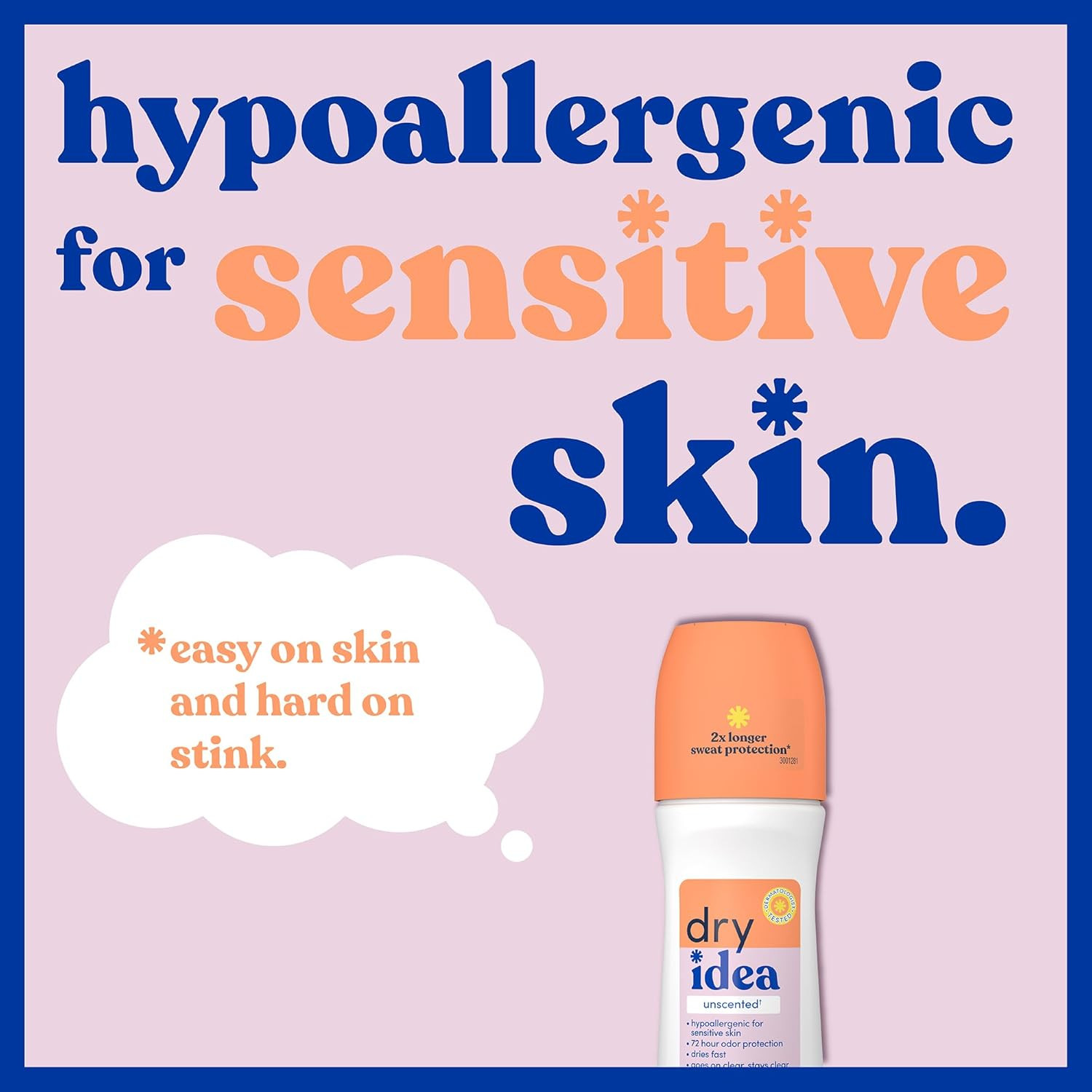 Dry Idea Unscented Roll-On Deodorant Antiperspirant 3.25oz 4 Pack