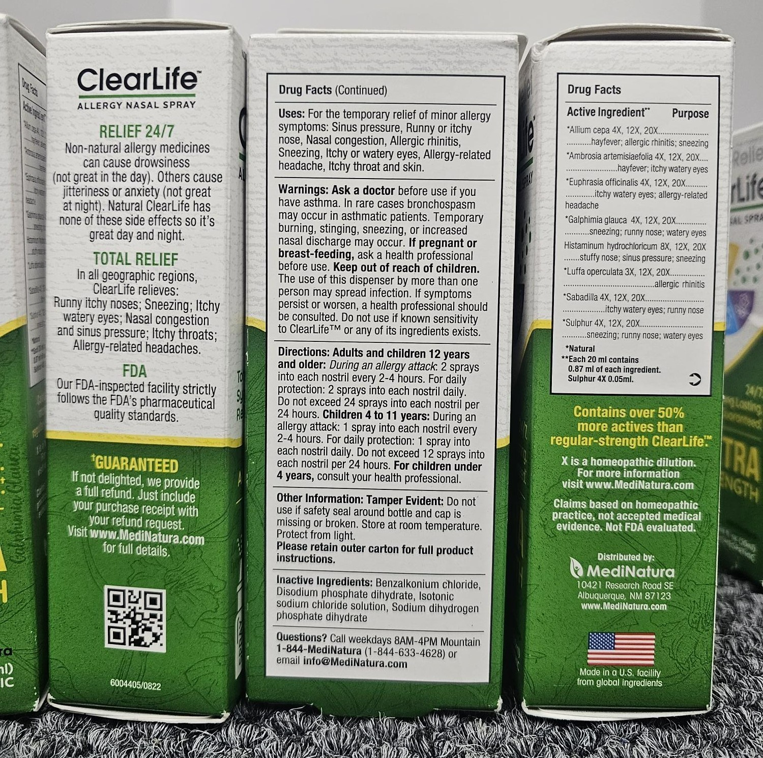 6 X CLEARLIFE Allergy Nasal Spray Extra Strength Medinatura 0.68 Oz Exp 02/2027