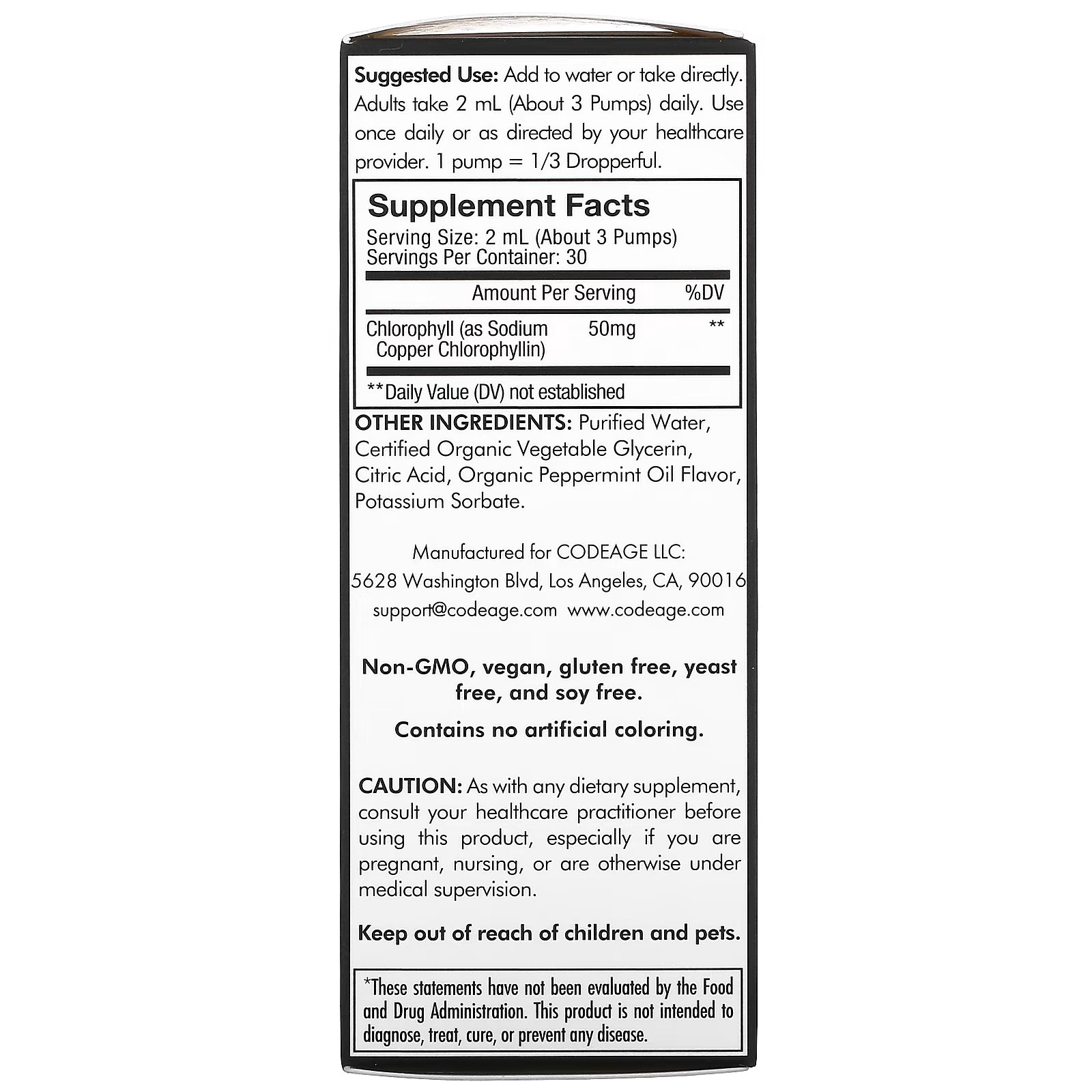 2 X Codeage, Vegan Chlorophyll+ Liquid Drops, Peppermint, 50 mg, 2 fl-worldwide