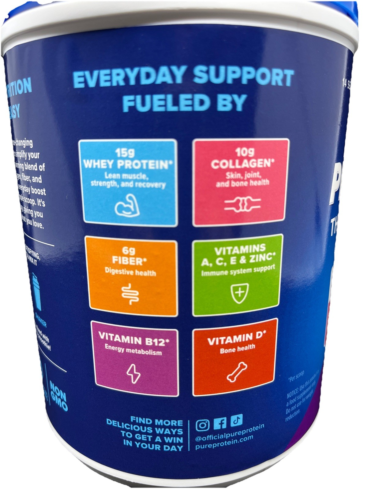 Pure Protein All In One Powder Rich Chocolate Whey Collagen 1.25lb 749826000459