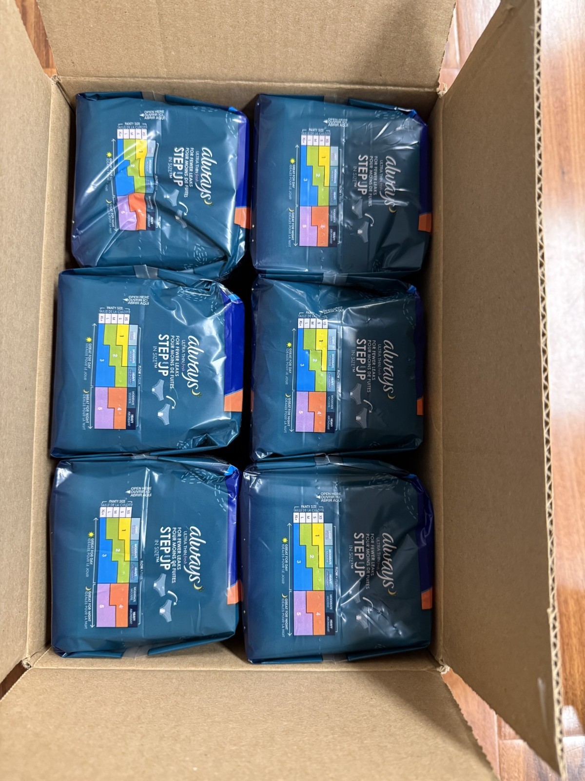 ALWAYS FRESH ULTRA THIN OVERNIGHT SIZE 4 – 24 CT 6 PACKS PER BOX 144 PCS TOTAL