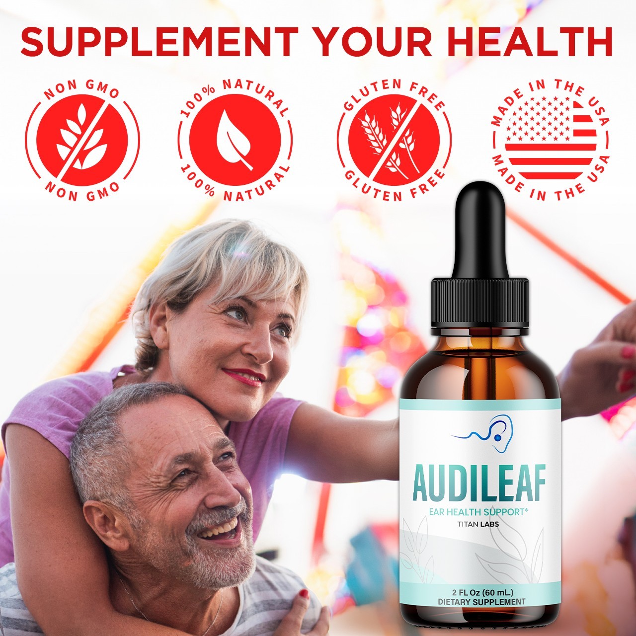 (1 Pack) Audileaf Ear Health Support Drops Natural Audi Leaf Vitamin 30 Servings