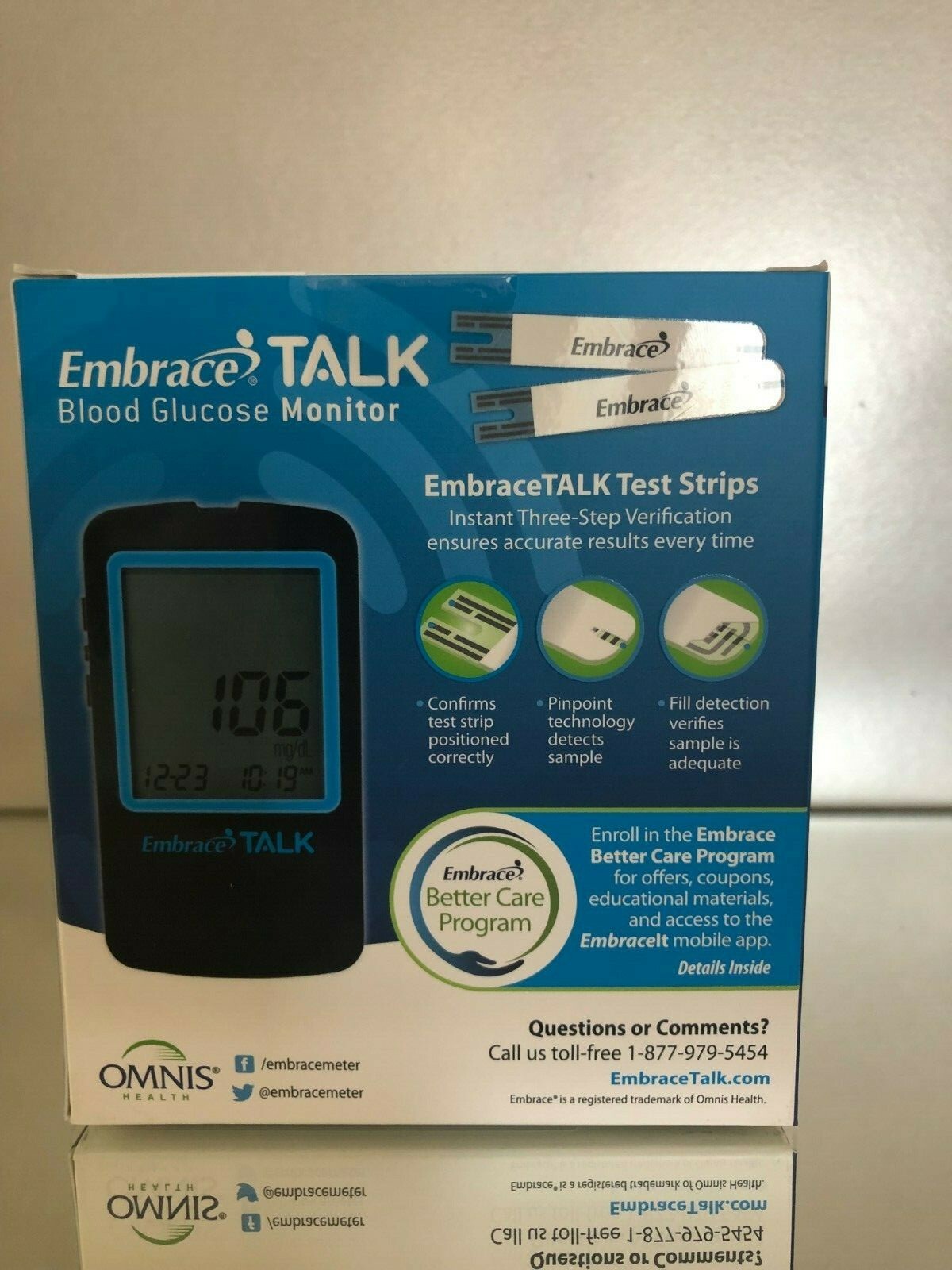 Embrace TALK Blood Glucose 200 Test Strips + FREE Meter Exp 04/22/25 Ship Free