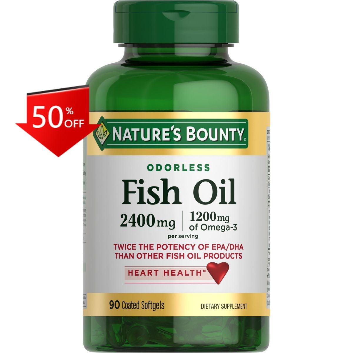 Nature’s Bounty Fish Oil 2400mg Softgels – 90ct
