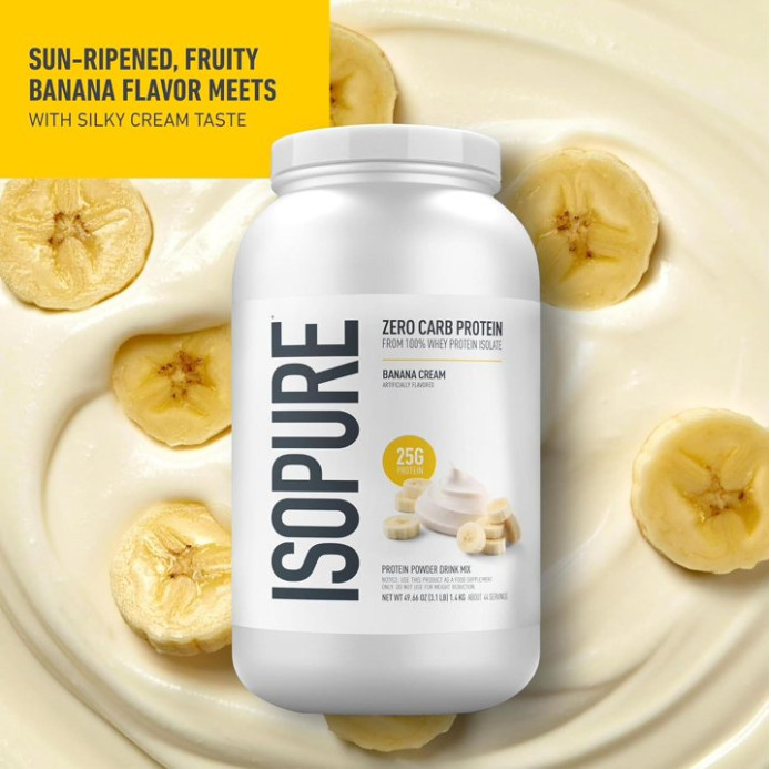 Isopure Zero Carb Whey Protein, Banana Cream, 3 lb, 25g Protein