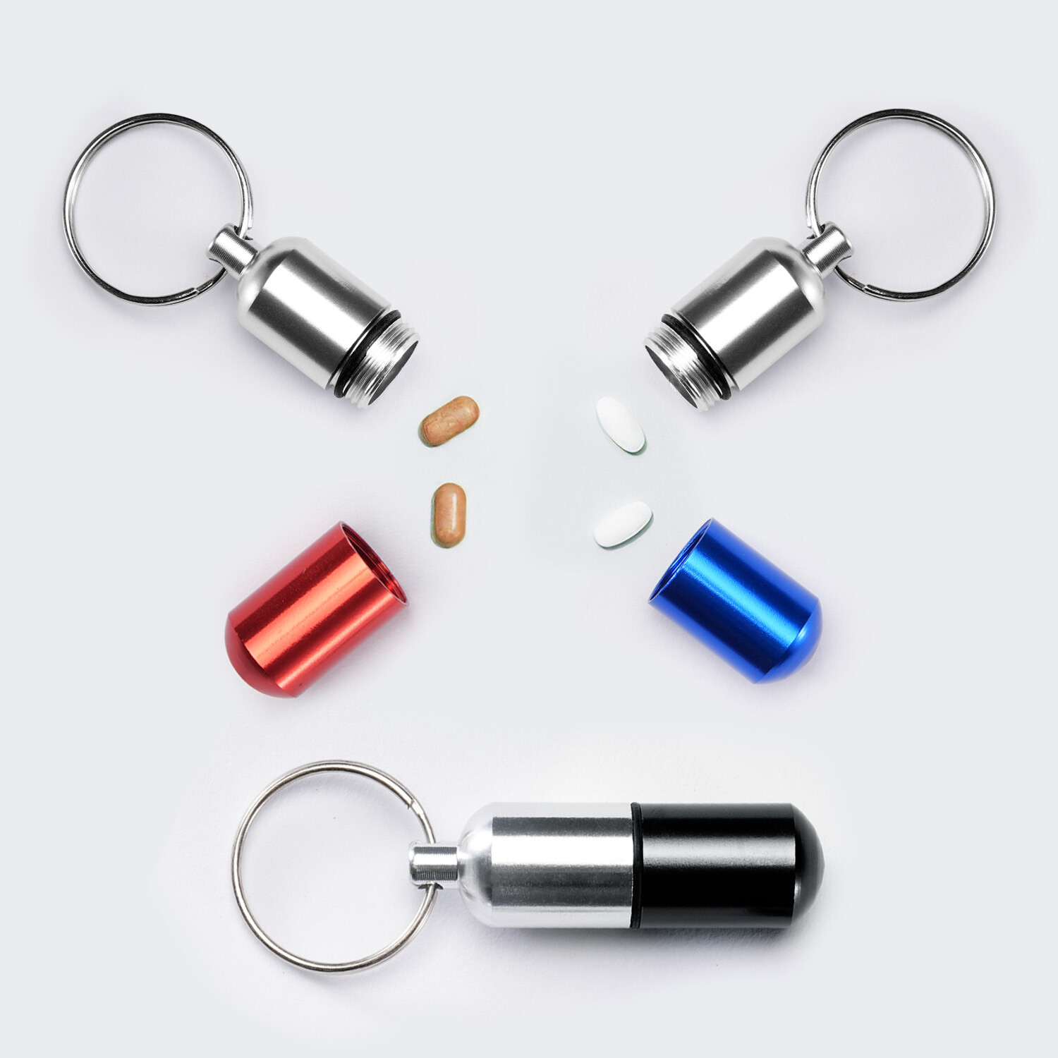 2x FDA Medicine Pill Capsule Mini Bottle Drug Portable Container Holder Keychain