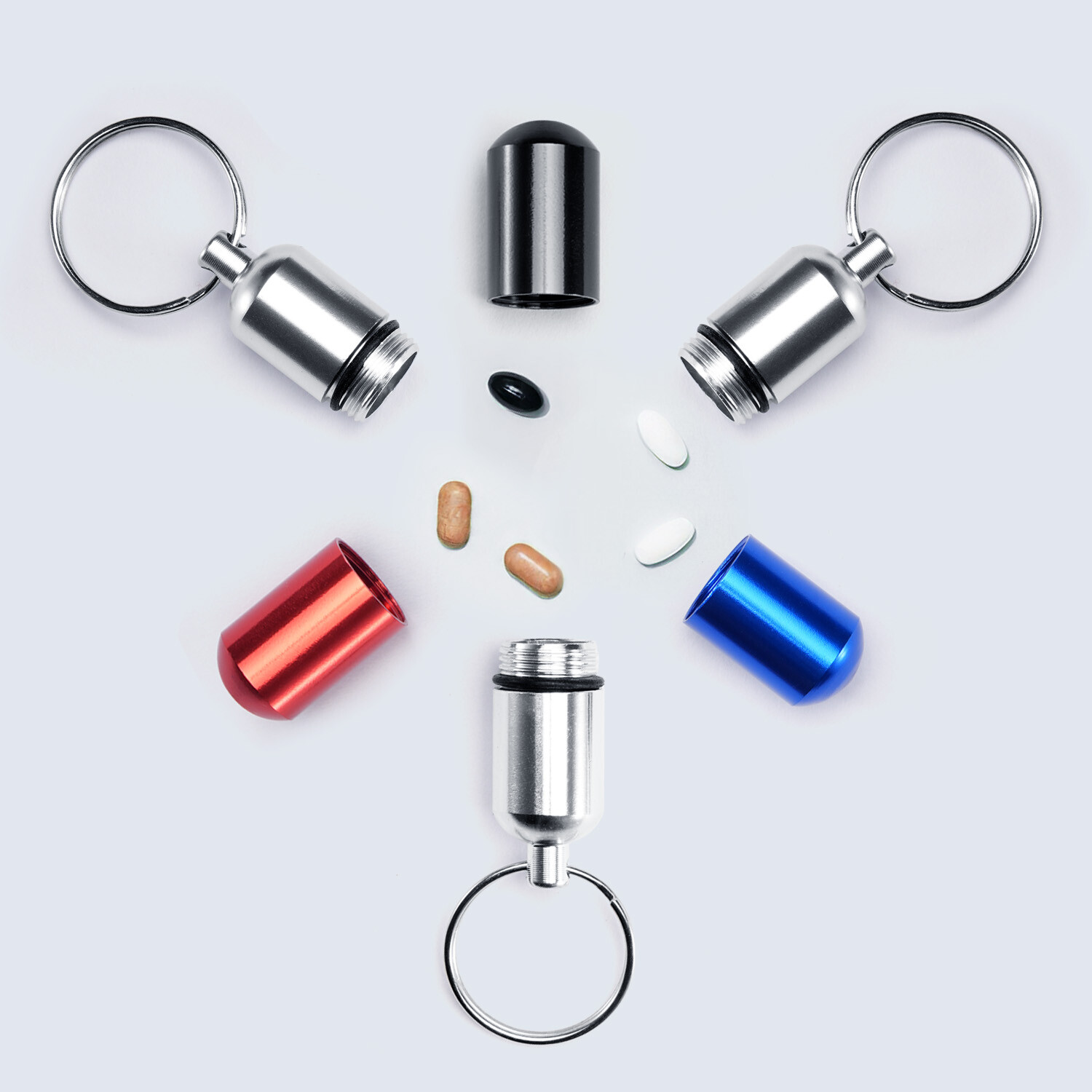 2x FDA Medicine Pill Capsule Mini Bottle Drug Portable Container Holder Keychain
