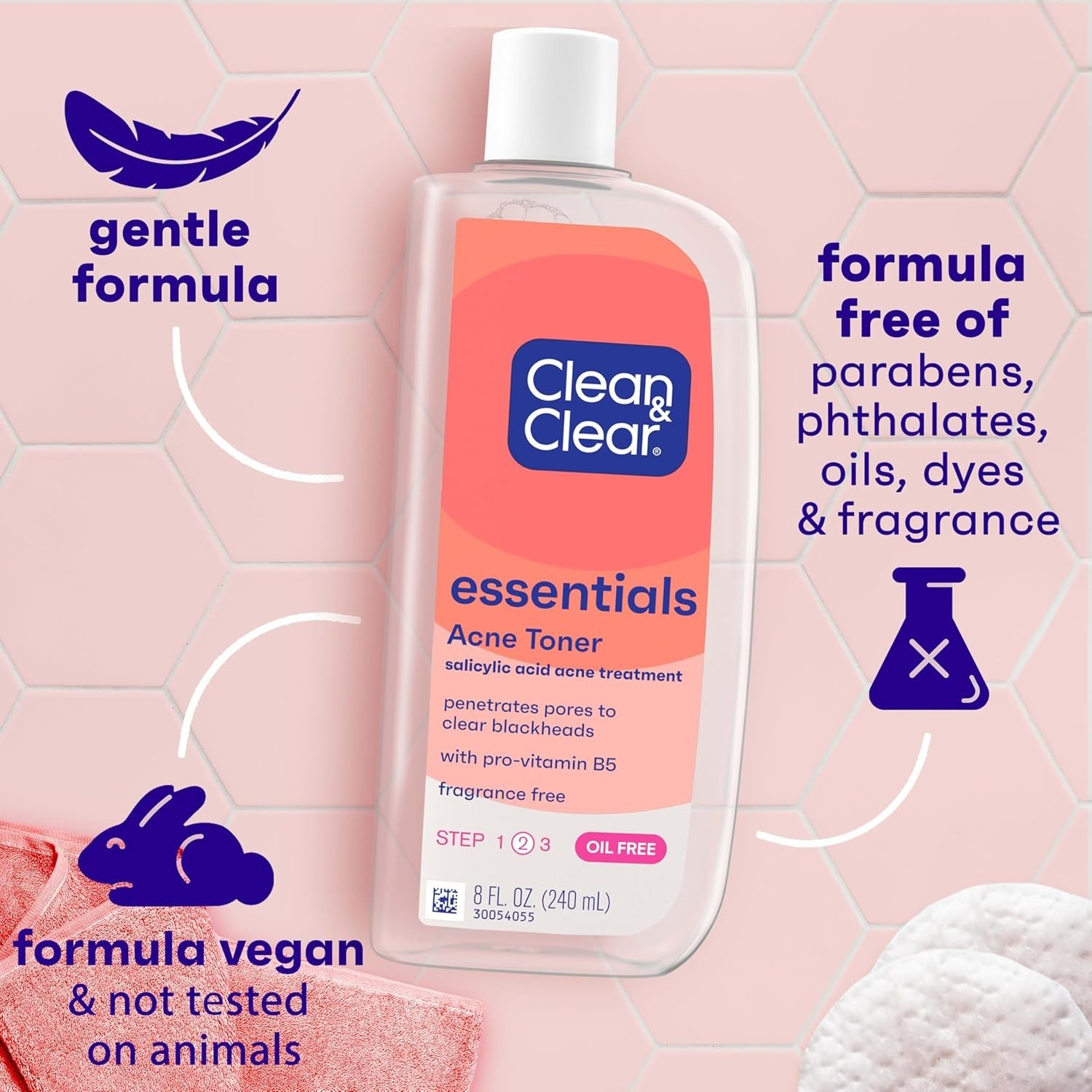 Clean & Clear Oil-Free Acne Toner 2% Salicylic Acid Deep Pore Treatment 8 fl oz