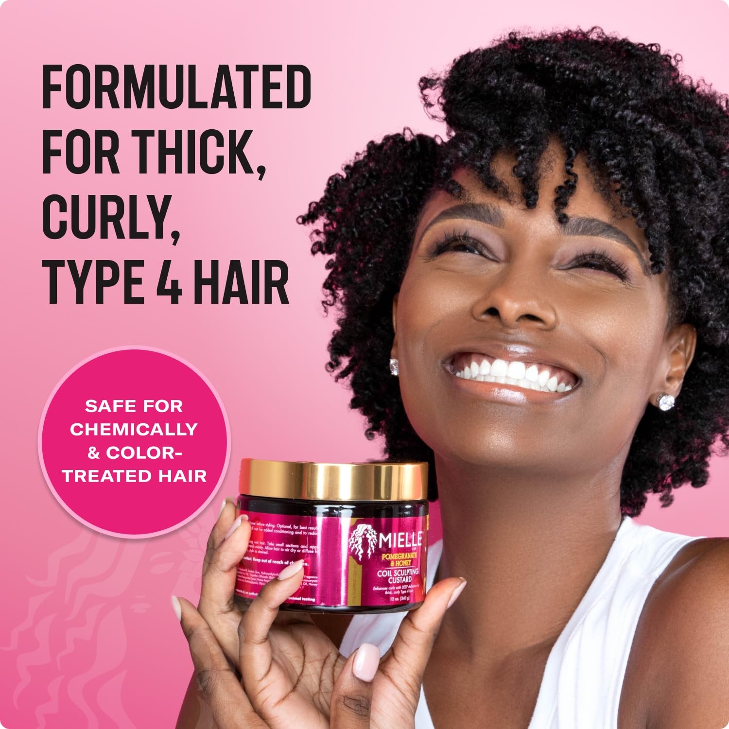 Mielle Organics Pomegranate & Honey Curl Cream – Coil Sculpting Custard for Type