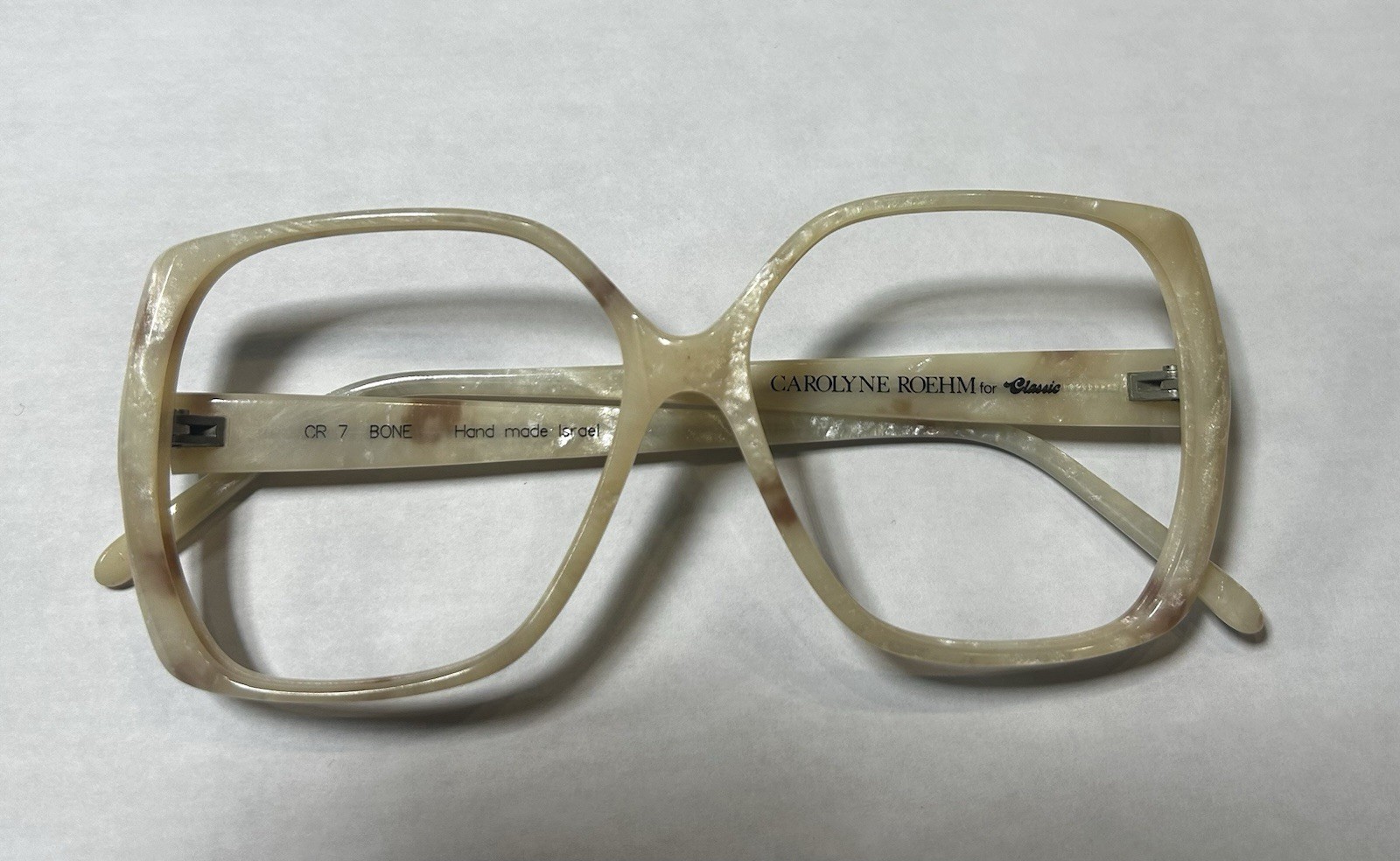 Carolyn Roehm for Classic CR7 Bone Handmade Israel Oversized Eyeglass Frames NEW